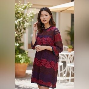 Hayden Los Angeles Navy and Red Lace Dress